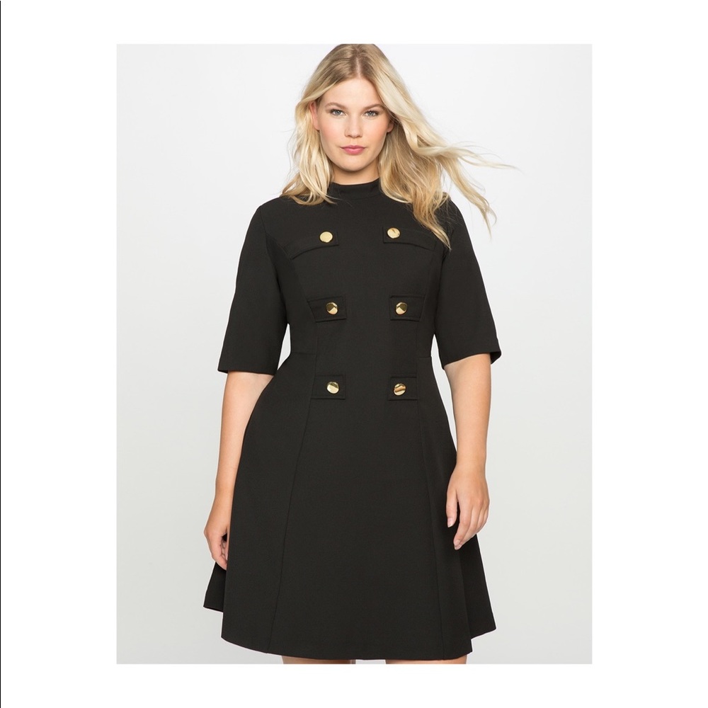 Mock Neck Military Dress